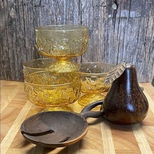 Anchor Hocking | Vintage | Amber | Glass | Pedestal Dessert Bowl | Set of Four